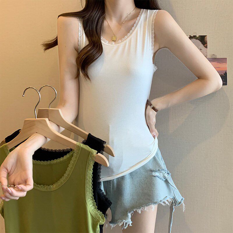 新品大码蕾丝吊带背心女内搭夏季胖mm显瘦设计感小众打Z底无袖上