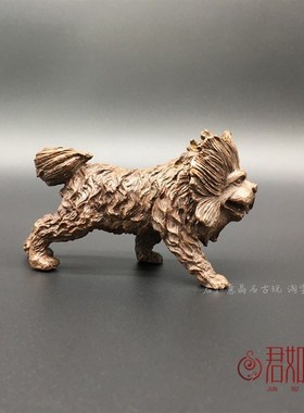 新品实心黄铜小狗摆件 铜藏獒站立狗看门狗生N肖狗迷你仿真铜狗