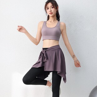 新品大码瑜伽裤遮挡裙防尴尬胖mm运动健身M屁帘跑步围裙一片式遮