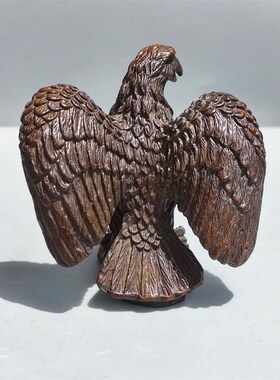 极速实心鹰大鹏展翅客厅玄关x摆件复古雄鹰镇尺茶台茶宠手把件新