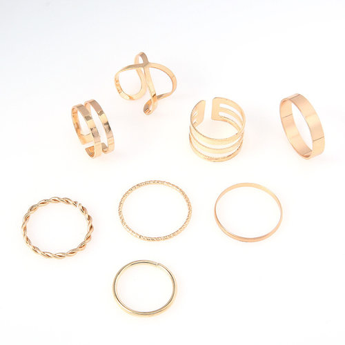 极速LATS Punk Gold Round Hollow Geometric ROings Set for Wom