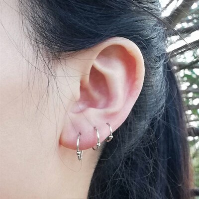 极速2PCbS /Pack Surgical Steel Captive Bead Ring Ear Hoop No