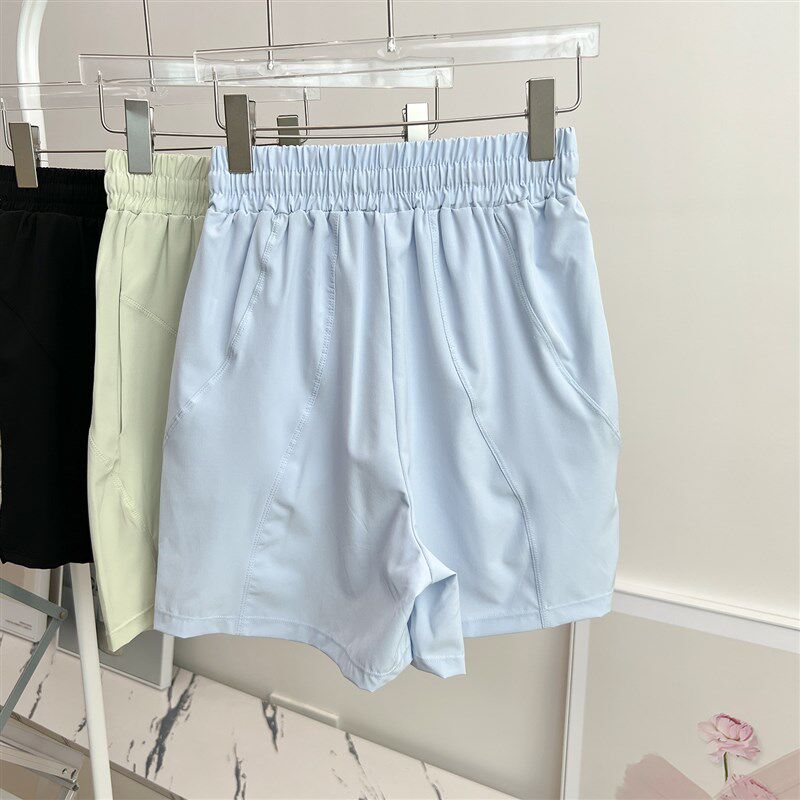 新品瑜伽短裤女夏季外穿高腰提臀防走H光跑步专用五分运动训练健