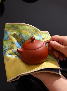 极速兰诗WYQ0160仿鹿皮抹布毛巾B加厚吸水茶巾抹布彩墨山水图18*4