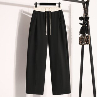 春h秋小个子红色直筒弯刀镰刀裤 女裤 胖mm宽松休闲阔腿运 大码 新品
