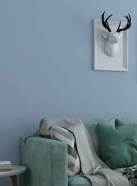 极速pvcc防水现代简约纯色素色深蓝天蓝灰蓝浅蓝色系墙纸北欧风格