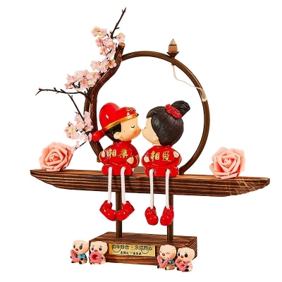 極速送閨蜜新婚結婚禮物禮品創意喜E婚慶吊腳娃娃新婚房家居裝 飾
