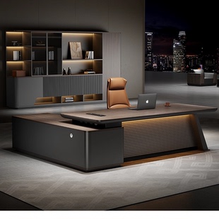 老板桌总裁董事长办公桌高级感大班台经理办公室桌办公桌椅组合