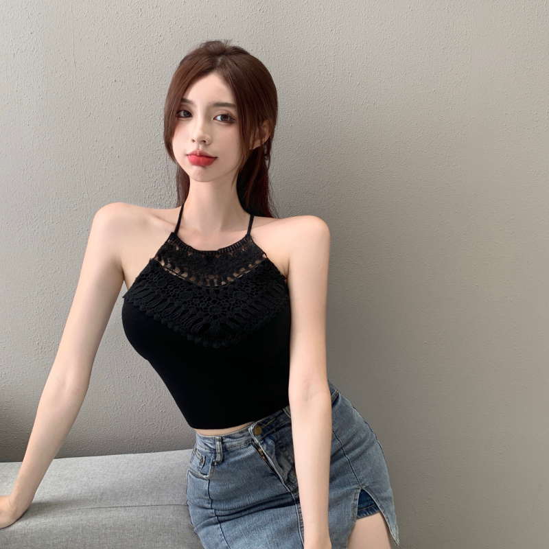 速发直播衣服主播镜装上服性感辣妹风短衣上款挂脖外穿吊带背心夏