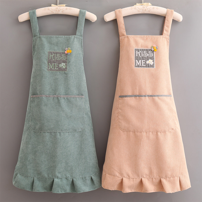 速发刺绣房版家用厨围2022新款韩裙时尚双层防水防污透气围腰
