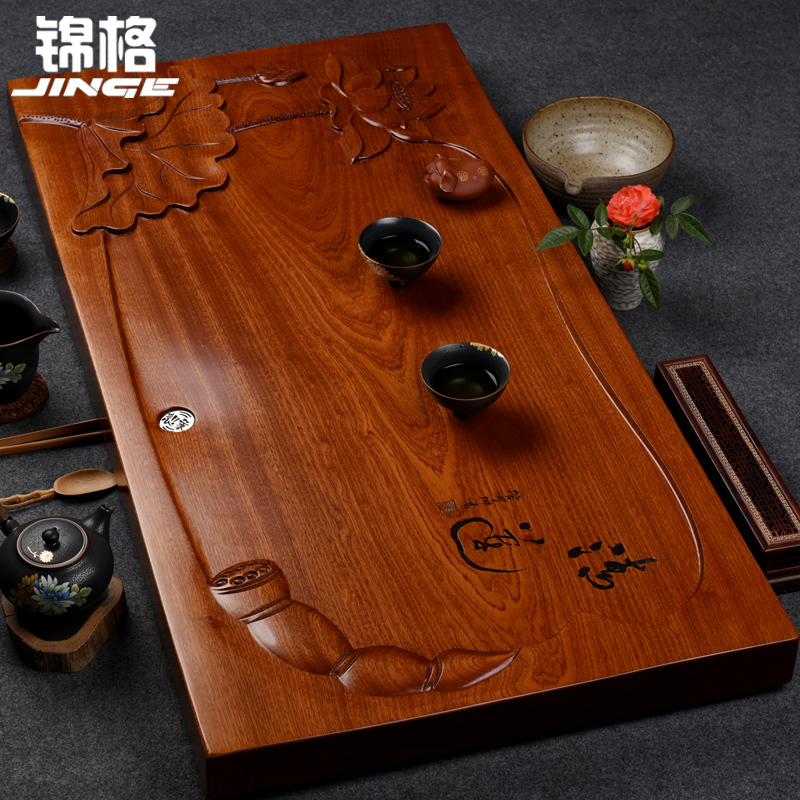 速发整块排茶木实木茶盘特大号花水式茶海功夫茶具梨海家用茶