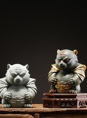 速发青砂石微景观鱼缸造景新中式虎茶家精客厅玄关居品将宠装饰品