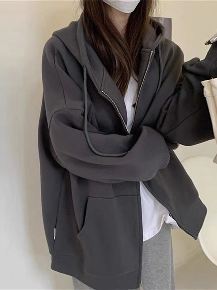 速发连火卫衣春秋overs款ze超帽薄i外套韩版潮学生宽松开衫上衣