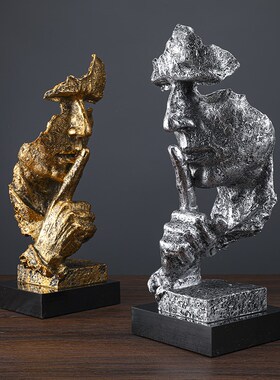 速发创意简沉约默是金摆件复古雕塑办装室客厅艺术品办公桌公饰