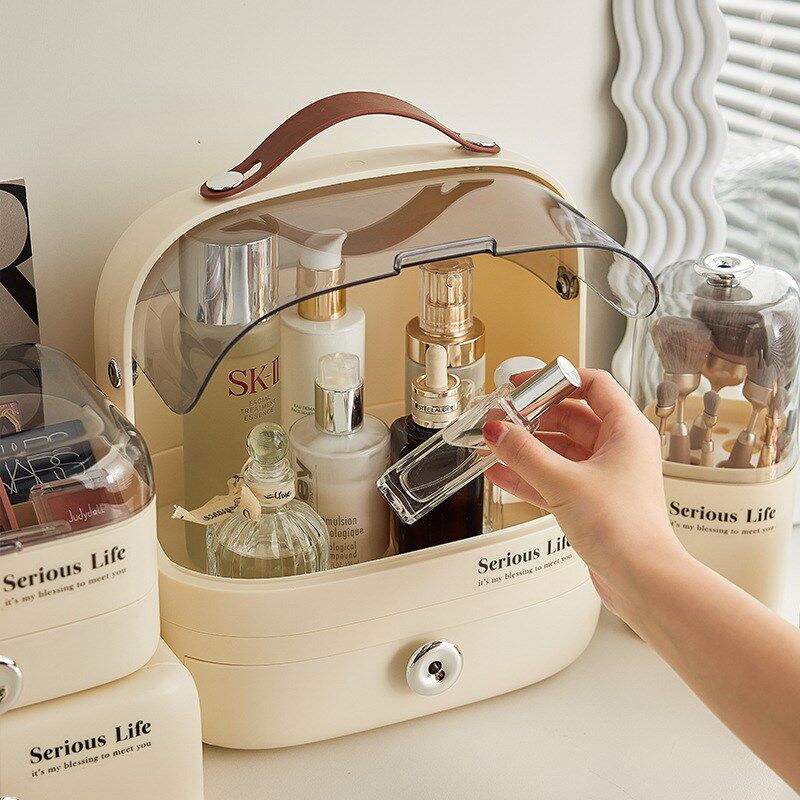 速发桌面化妆品收纳置高级高防尘高档精致2021新款感端收纳箱盒物