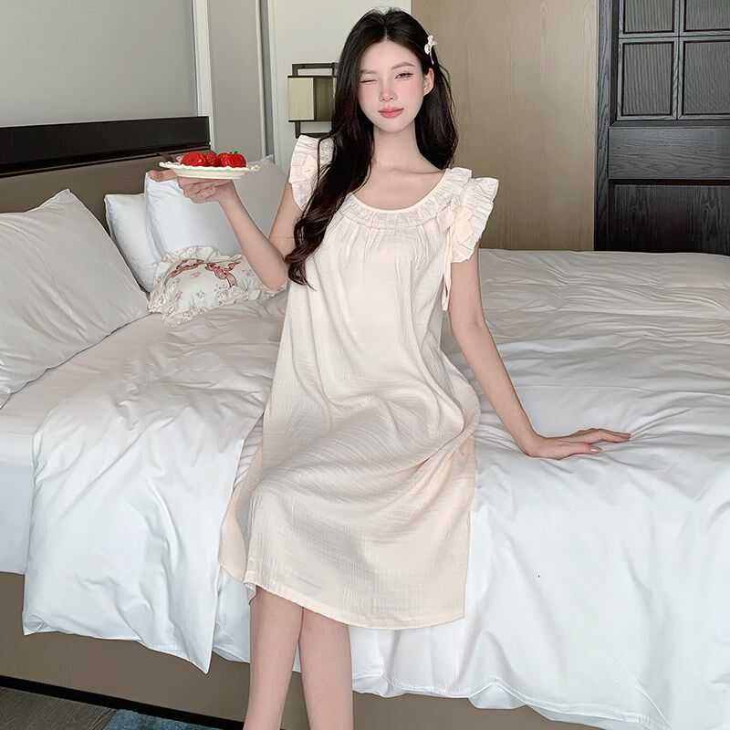 速发睡裙款2025新款夏季甜美花边中衣睡带夏天吊长款裙子家居服