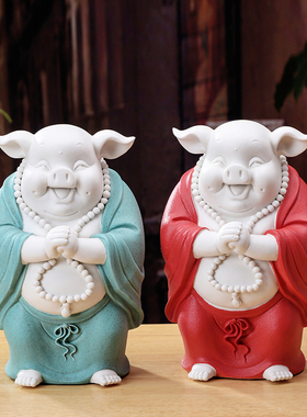 速发陶瓷招财猪十大生肖恭喜发财彩砂二厅福猪客号乔迁开业礼品摆