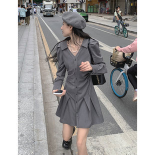 速发早袖裙设计感小众高端长秋连衣装辣妹小个子裙