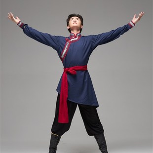 速发民古舞蹈演出服男士 少数蒙功成人蒙族练习考级练 艺考表演服装