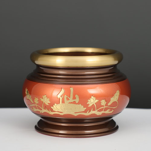 极速纯铜仙字供具套装家用铜香炉供果盘佛堂供水杯插花Z瓶佛前长