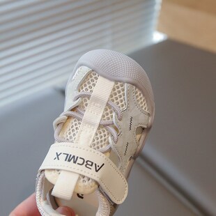 新品宝宝凉鞋夏季男童鞋子1-3岁B5软底女童包头小童网面儿童沙滩