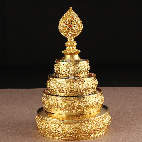 极速惠尔美黄h铜尼泊尔家用供修曼扎盘送七宝石曼达盘八吉祥曼茶