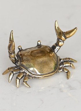 极速纯铜举重螃蟹摆件新款实心横财将军居家办公茶宠Y茶桌盖置铜
