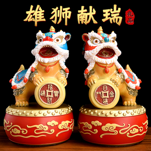 极速雄狮献瑞招财国潮p醒铜狮字摆件舞狮龙年春节礼物酒柜装 饰品