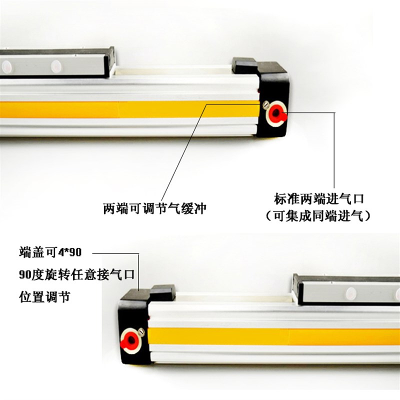 极速现货机械式无杆气缸高速带导轨可定制快速无杆L气缸P25-300-4