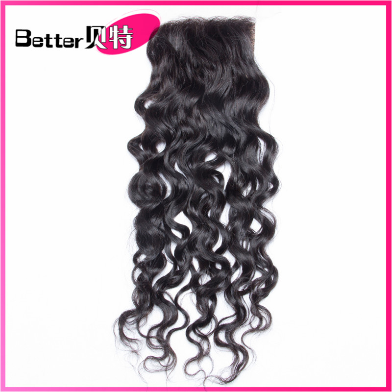 速发8A virgin Hair nature Water Wave Closure human Hair Clos
