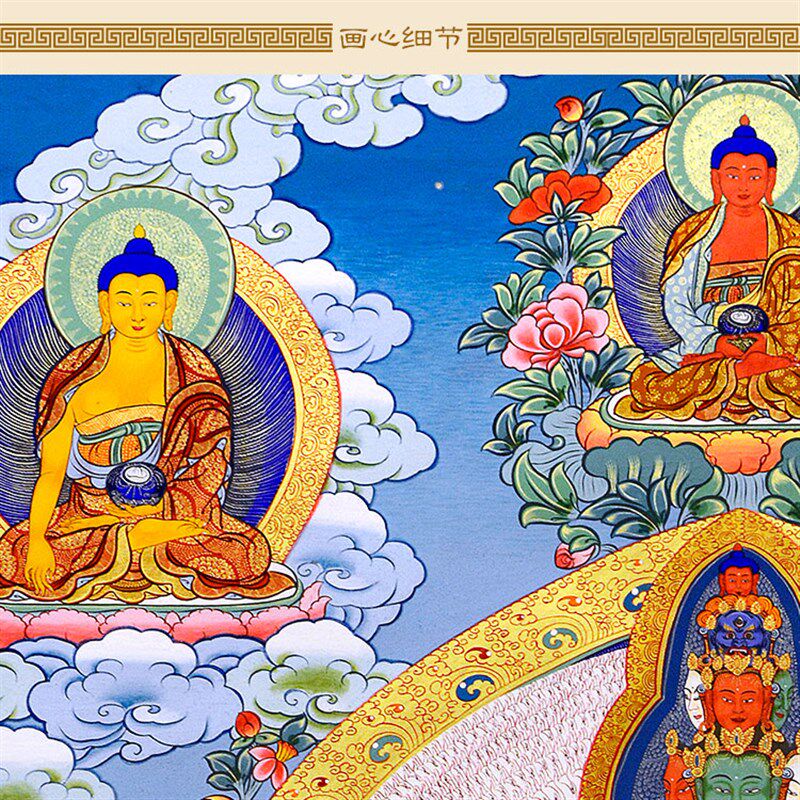 新品千手千眼观世音菩萨唐卡画像z 藏传绢布佛像画 佛堂装饰画卷