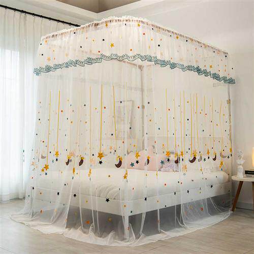 极速绣花2023年新款落地式蚊帐家用G卧室免安装三门加密加厚公主