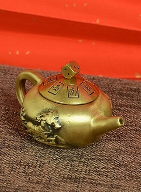 极速黄铜把把壶手把件盖子可旋转打麻将赢客厅R茶壶转转把玩件客