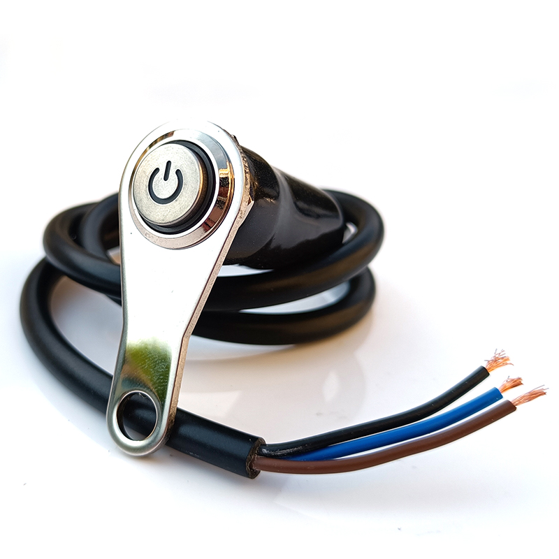 极速电动摩托车不锈钢支架防水射灯金G属按钮开关带灯圈后视镜加