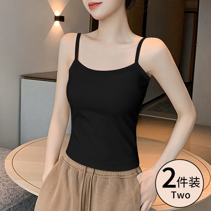 新品白色纯棉f吊带背心女内搭2025新款夏季外穿一字美背遮副乳打