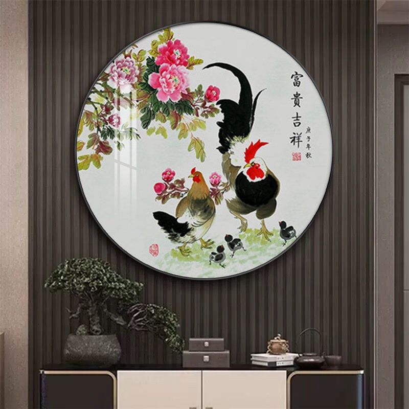 极速鸡的装饰画i公鸡挂画金鸡报晓雄鸡图新中式玄关走廊过道风水