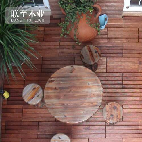 新品。阳台地面铺设菠萝s格防腐木花园别墅拼接地板室内户外露台
