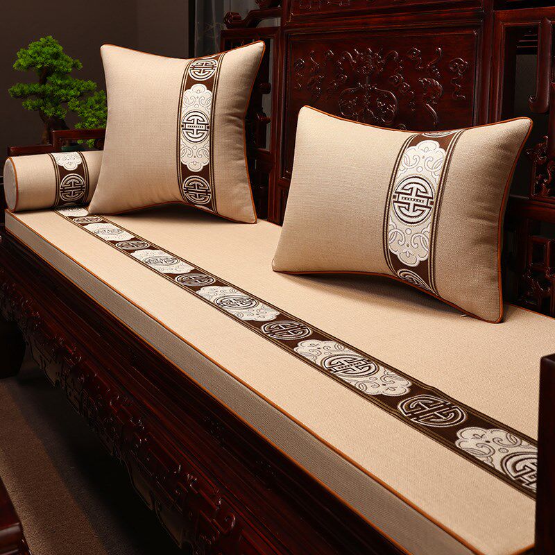 极速中式沙发垫红木家具坐垫实木B椅子中国风罗汉床五件套定制加