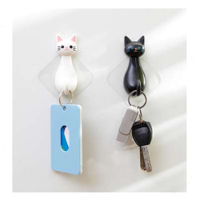极速2 Pcs Catshape Hooks Strong SFelf Adhesive Door Wall