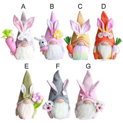 极速Easter Bunny Carrot Gnome Plush Rabbit QFaceless Doll