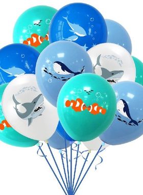 极速Blue Ocean Birthday Party Decorations SOhark Whale Dolph