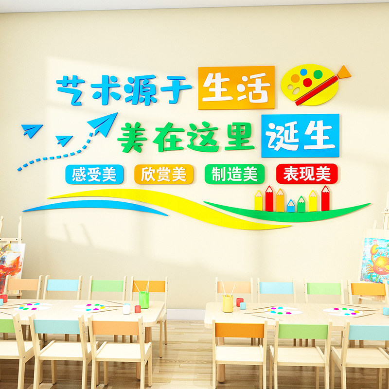 极速画室美术教室布置装饰艺培训机构前台幼O儿园环创主题文化墙,家居饰品,文化墙贴,淘宝优惠券,粉丝福利购,淘宝优惠卷
