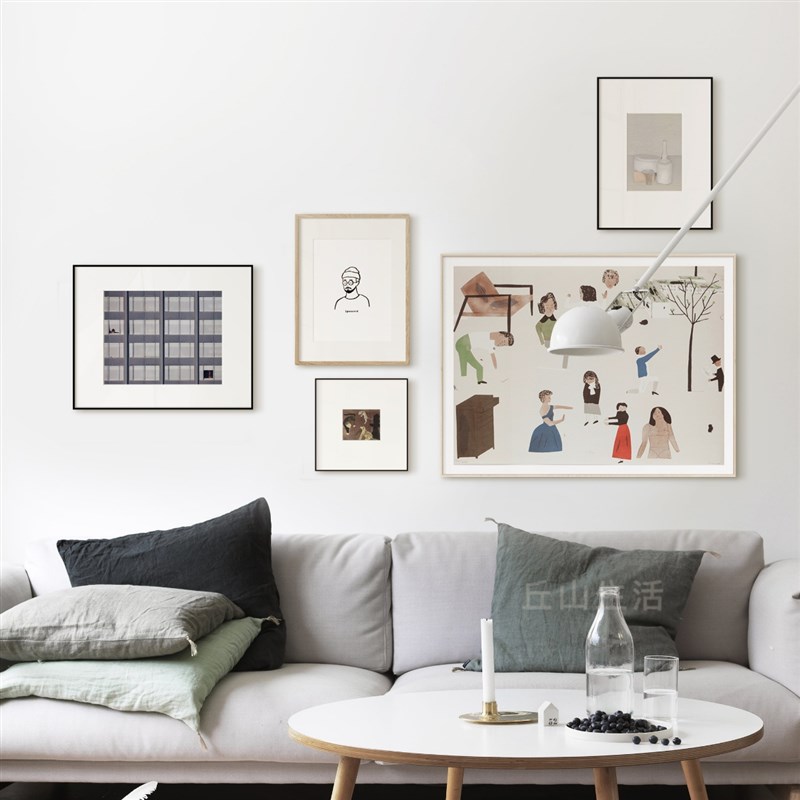 极速丘山生活北欧装饰画组合沙发墙挂画小清新文艺U原木风莫兰迪