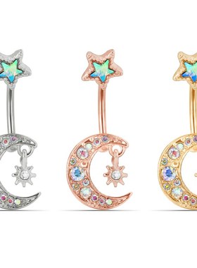 极速Euramerican piercing ornament Moon navel nXail欧美穿刺饰
