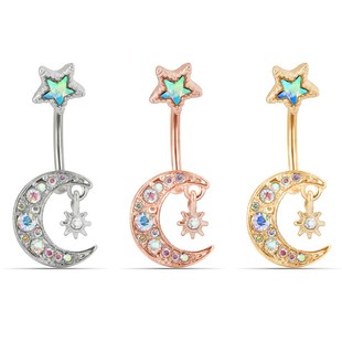 极速Euramerican piercing ornament Moon navel nXail欧美穿刺饰