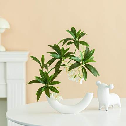 客厅高级感软装绿植水石榕仿真花瓶摆件电视酒柜桌面玄关家居饰品