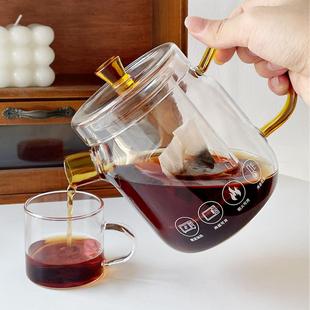 带茶仓 茶水分离泡茶壶耐高温玻璃花茶水壶家用高级感待客水杯套装