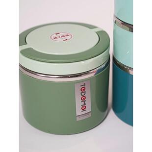 坦得美304不锈钢保温饭盒圆形便携式饭盒学生办公室工作人员早餐