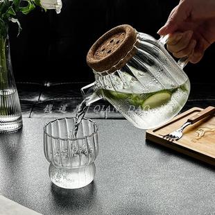 家用花茶壶泡茶壶防烫餐厅玻璃杯 耐高温南瓜大容量扎壶凉水杯套装