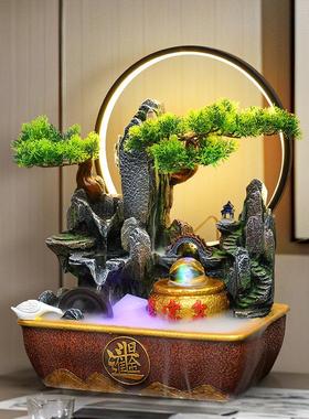 流水摆件循环水景假山聚宝盆招财时来运转风水轮桌面店铺开业送礼
